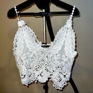 SHEIN lace crop white cami size small